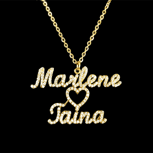 Customizable word jewelry rhinestone manufacturers personalized stainless steel diamond name necklace gold chain suppliers